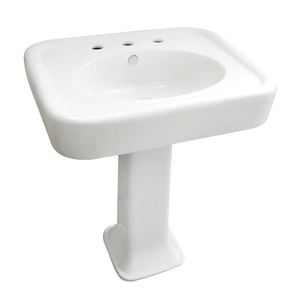 Kingston Brass VPB2268 26-Inch Ceramic Pedestal Sink with 8-Inch Faucet Drillings, White VPB2268 - main
